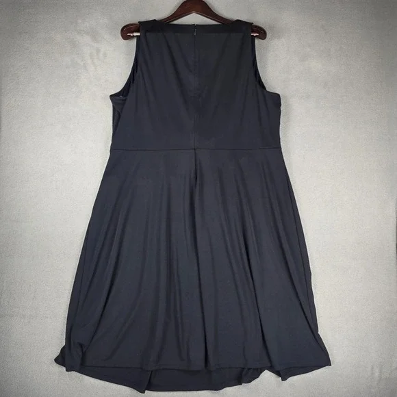 Lauren Ralph Lauren Dress Womens 20W Navy Blue Faux Wrap Jersey Fit & Flare  - www.rajagirimanappuram.com